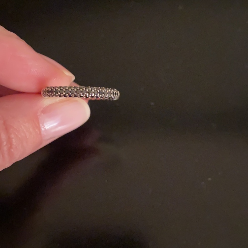 David Yurman Petite Pave Ring with Black Diamonds, Size 8.5